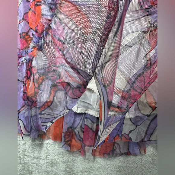 NWT Anthropologie Maeve Floral Tulle Tiered Ruffle A Line Purple Midi Skirt M - Picture 7 of 16
